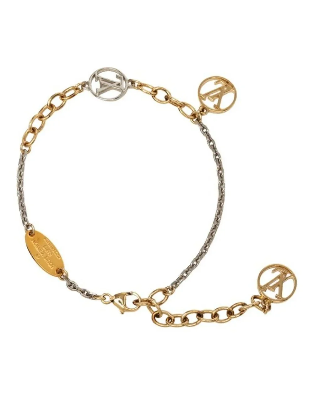 Louis Vuitton Bracelet Logo Mania Chain Gold Silver Plated Metal